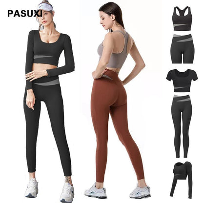 Women Gym High Waist Leggings and Bra Workout Clothes Seamless Fitness Yoga Set - Allen - Fitness