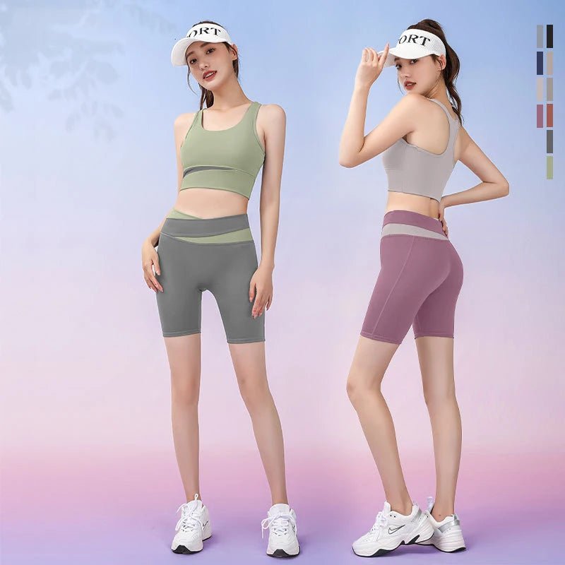 Women Gym High Waist Leggings and Bra Workout Clothes Seamless Fitness Yoga Set - Allen - Fitness