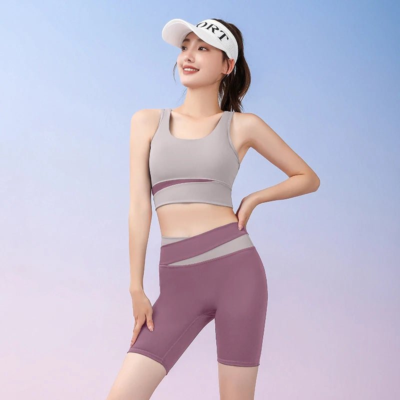 Women Gym High Waist Leggings and Bra Workout Clothes Seamless Fitness Yoga Set - Allen - Fitness