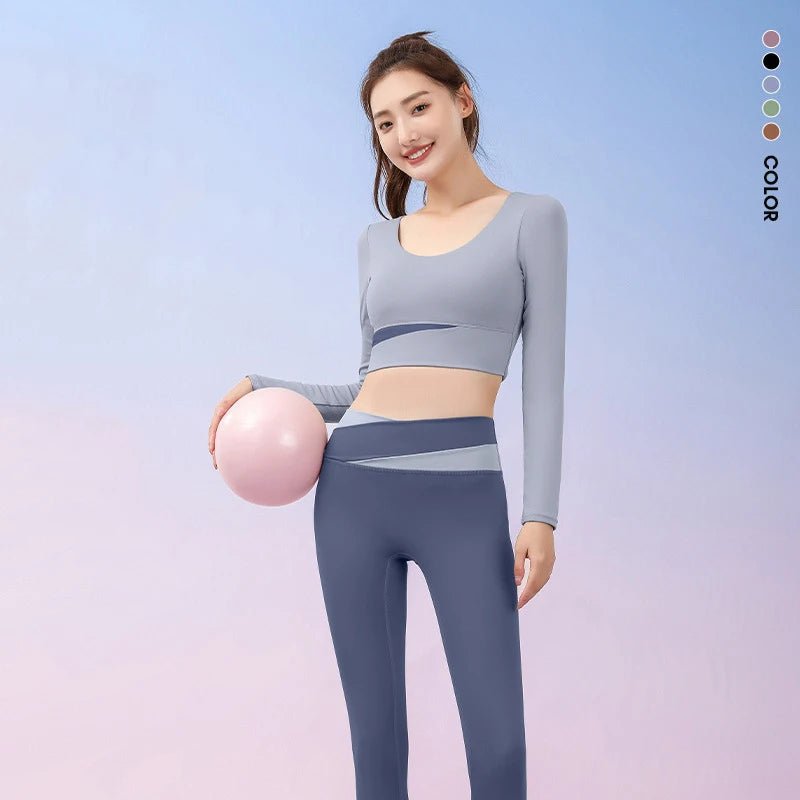 Women Gym High Waist Leggings and Bra Workout Clothes Seamless Fitness Yoga Set - Allen - Fitness