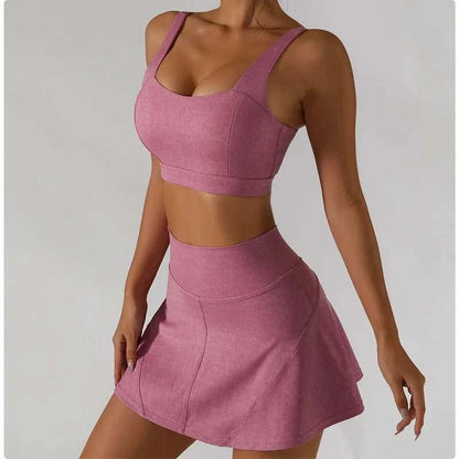 Women High Waist Legging Sports Bra Gym Wear Yoga Suit Tennis Wear Fitness Sets - Allen - Fitness