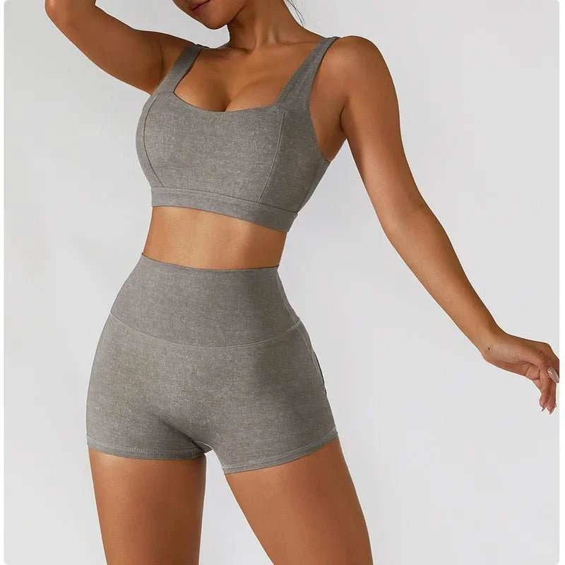 Women High Waist Legging Sports Bra Gym Wear Yoga Suit Tennis Wear Fitness Sets - Allen - Fitness