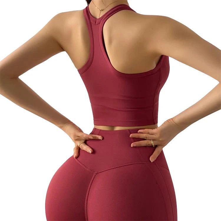 Women's Performance Activewear Set - Tummy Control Flexible Exercise Tights and Sports Bra Set.