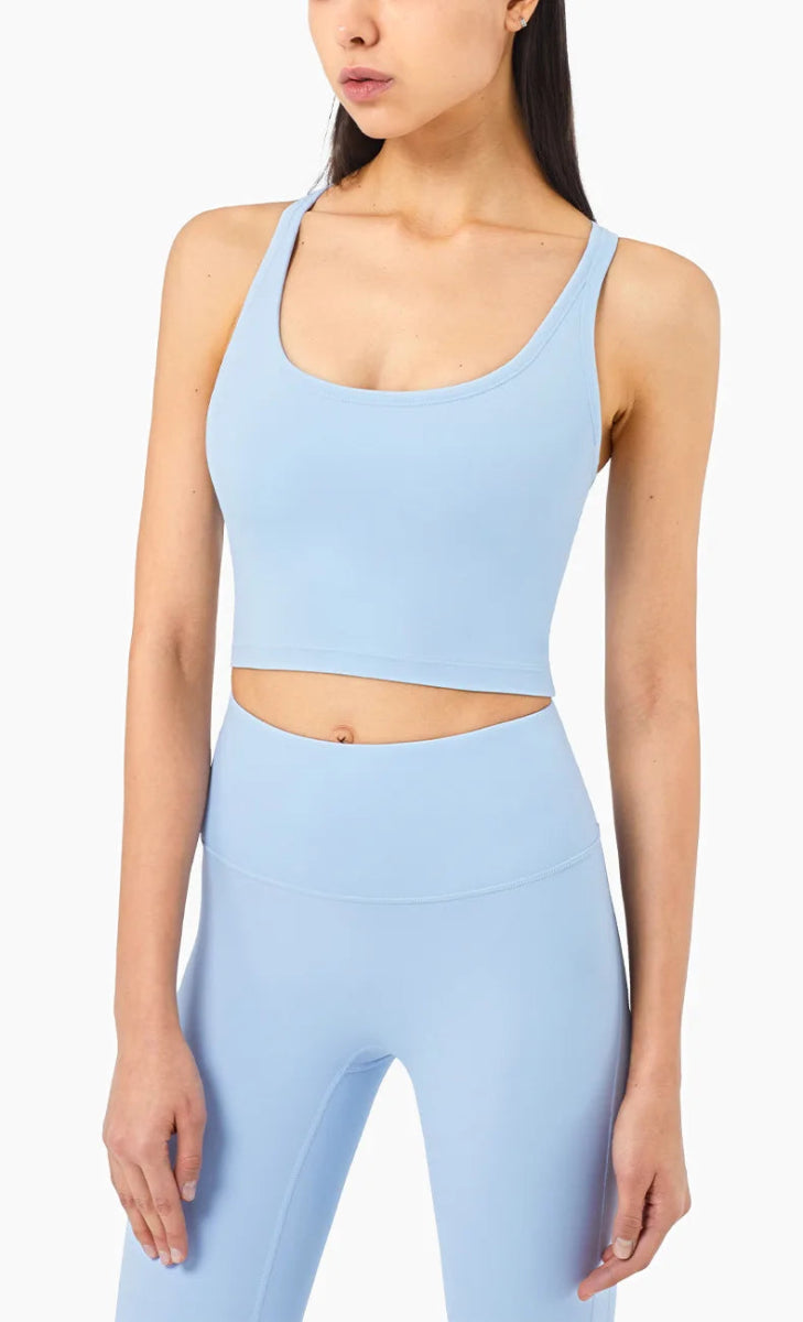 Women's Performance Activewear Set - Tummy Control Flexible Exercise Tights and Sports Bra Set.