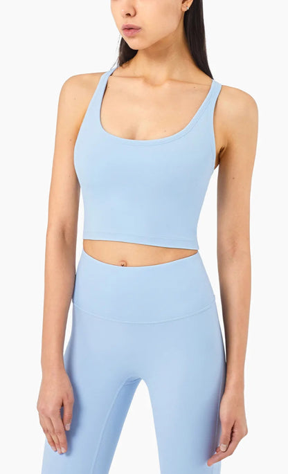 Women's Performance Activewear Set - Tummy Control Flexible Exercise Tights and Sports Bra Set.