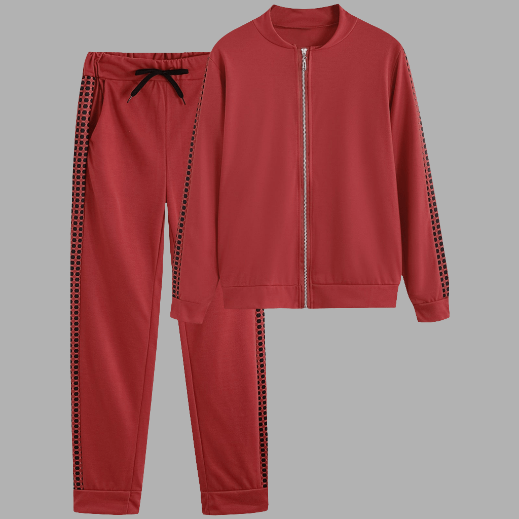 Women's Set Tracksuit Long Sleeve Sportswear ZIp Sweatshirt Pants Suit Two Piece Set Outfits - Allen - Fitness