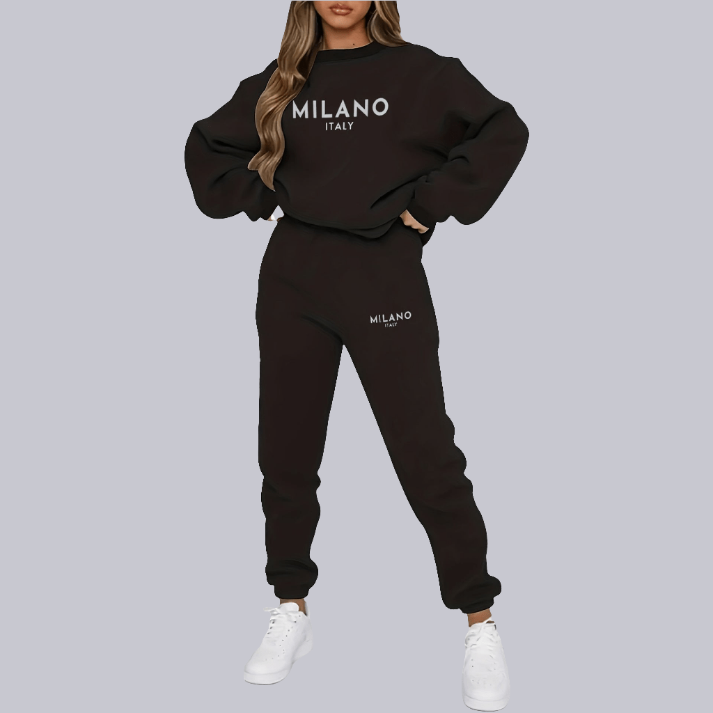 Women's Sportswear Set - Casual 2 - Piece Suit with 3D Effect, Long Sleeve and Trousers - Allen - Fitness