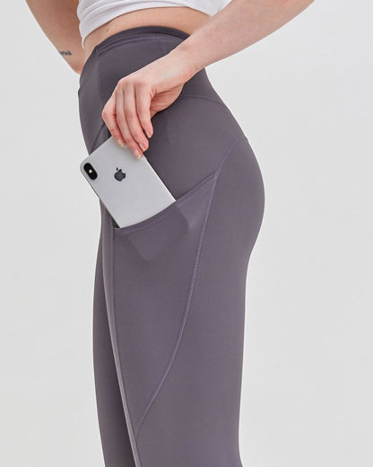 Women's Stylish Athletic Leggings with Silkiflex™ Fabric - 21.5" Reflective Fitness Leggings - Allen - Fitness