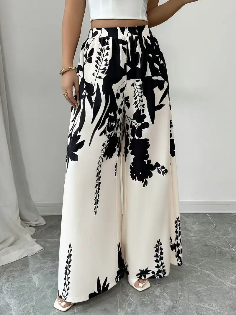 Women’s Summer Fashion Casual Printed Pants – Lace - up Waist Slim Fit Lightweight Style - Allen - Fitness