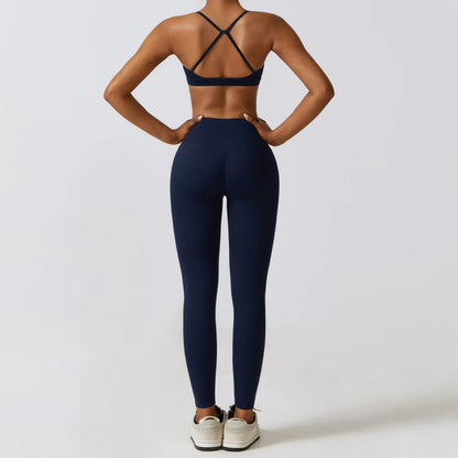Workout Sets Women Zip up Crop Jacket High Waist Yoga Leggings With Sport Bra - Allen - Fitness