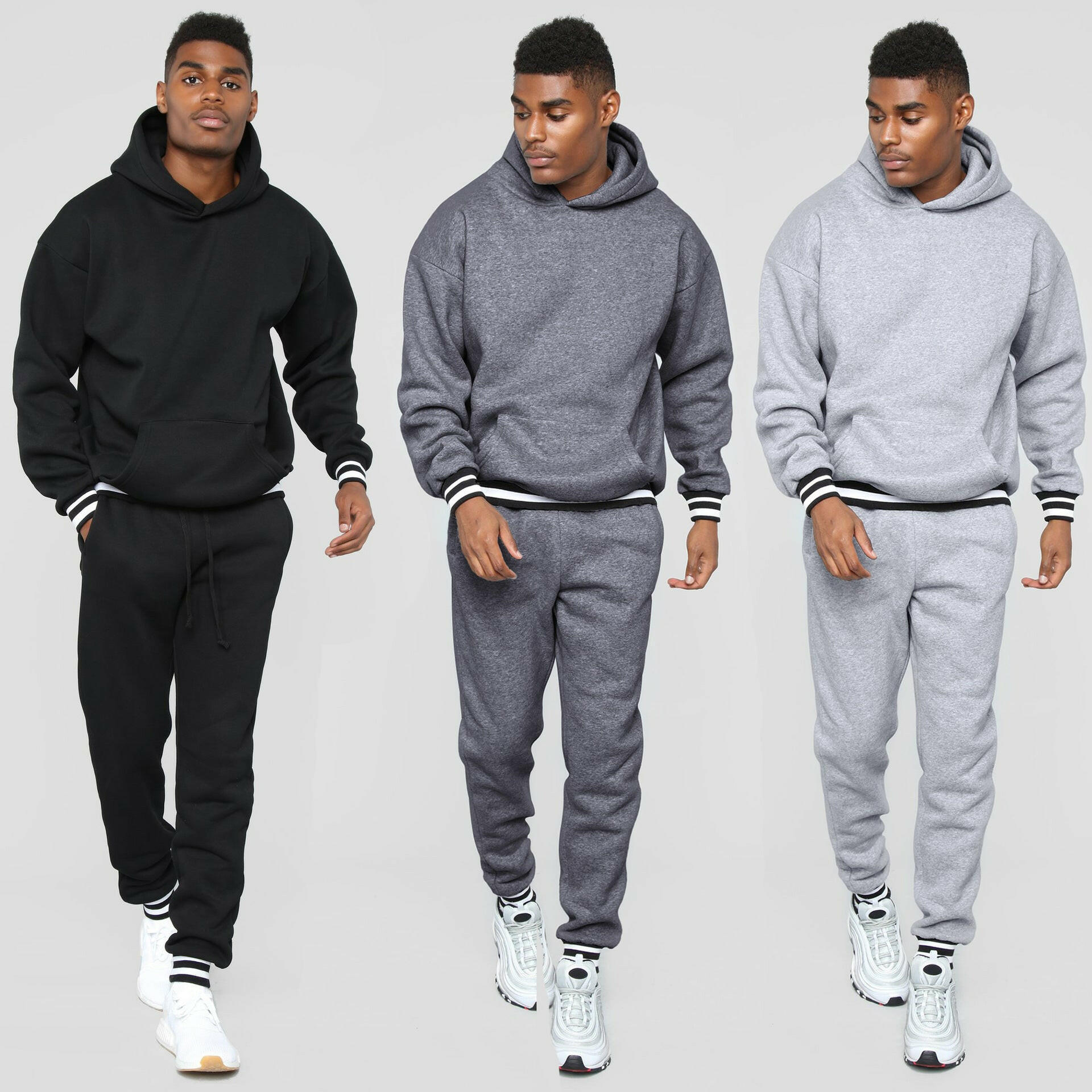 Custom Pullover High Quality Blank Sweat Suits Men Sweat Tracksuits Set Blank Jogging Suits Men sweatsuit With Pocket - Allen Fitness