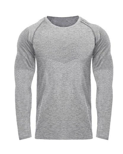 O Neck Long Sleeve Mesh Polyester Quick Dry Workout Gym Athletic T Shirt Men - Allen Fitness